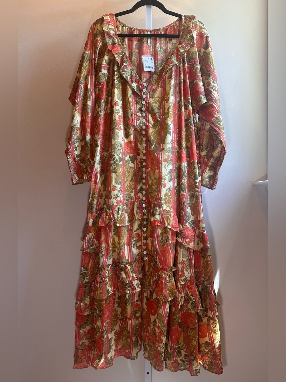 Free People Garden Wonders Floral Cotton Maxi Dress Medium NWT Pockets